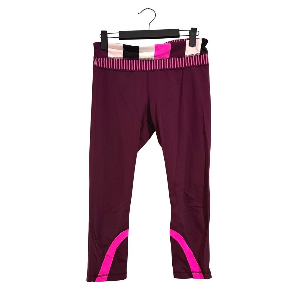 Lululemon Run Inspire Crop II Bordeaux Drama Purple Pink Leggings SIZE 8